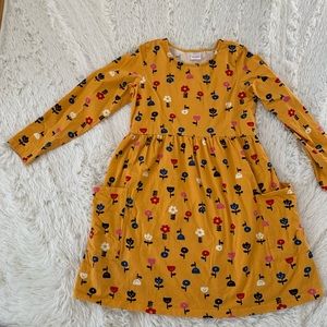 Hanna Andersson long-sleeve yellow print pocket dress 140/10